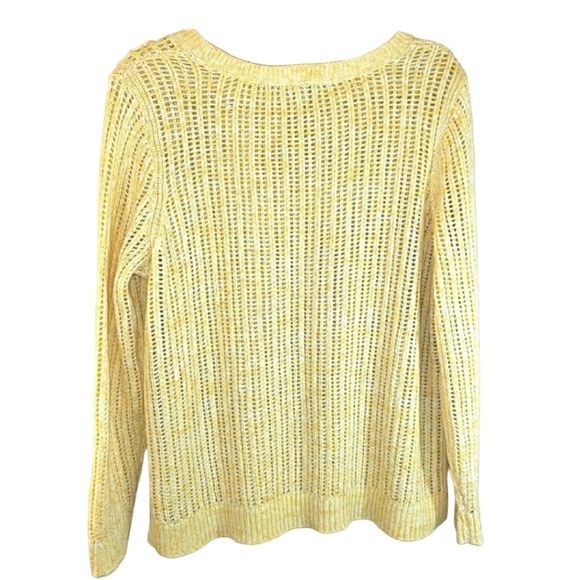 TALBOTS Petite Shades of Yellow Open Weave 100% Cotton Sweater - Picture 2 of 7